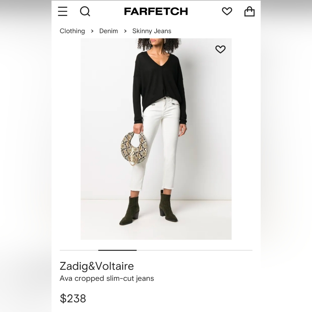 Zadig & Voltaire White Cropped Jeans